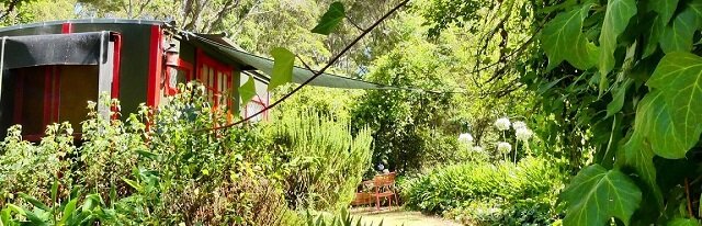 Gypsy Caravan tucked in garden